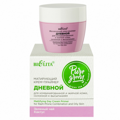 Mattifying day cream primer for combination and oily skin prone to breakouts (50 ml Pure Green)